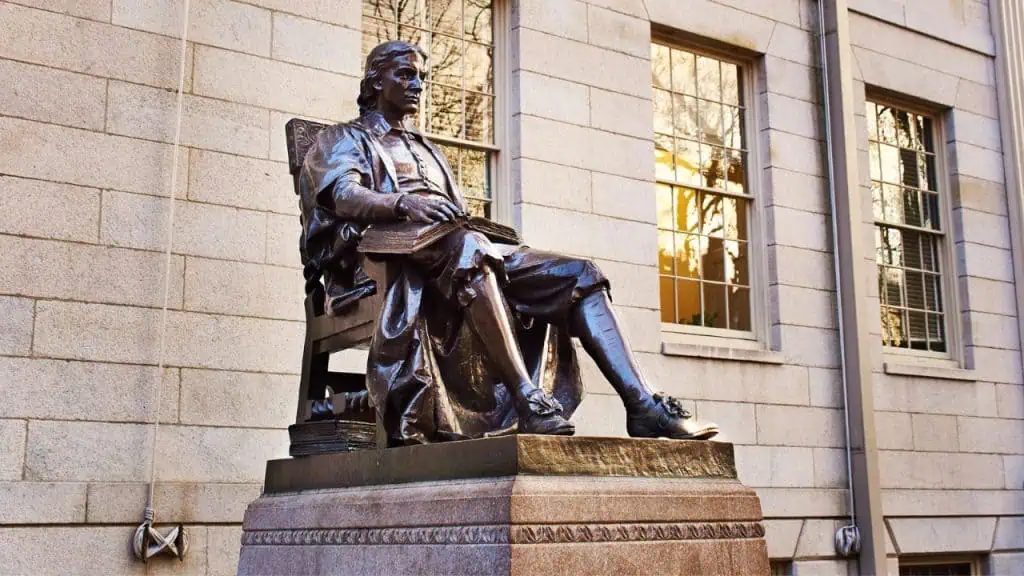 John Harvard Statue in Cambridge, MA