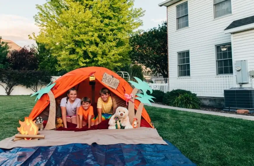 staycation kids backyard camping at home