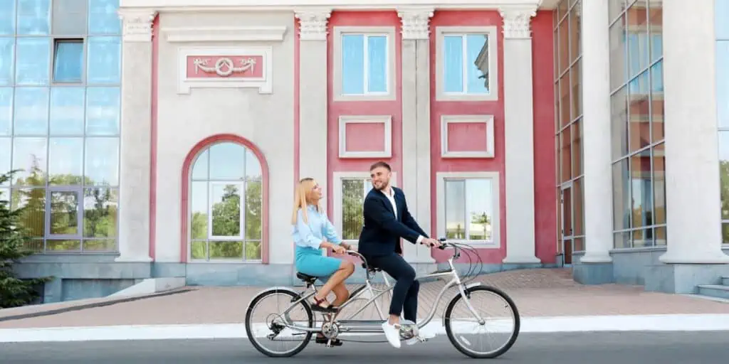 tandem bike in city