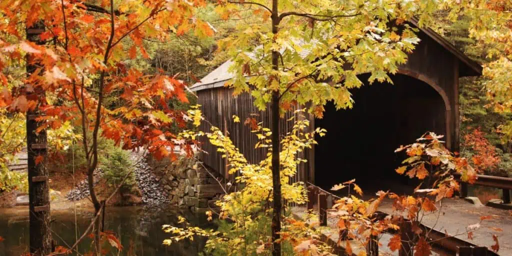 Covered Bridge in New England in the Fall