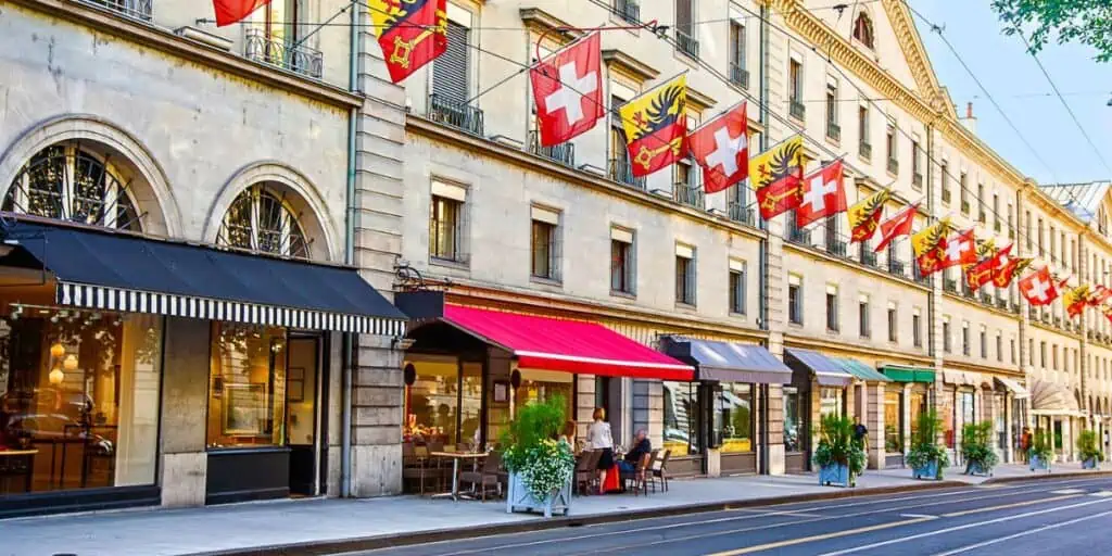 Rue Corraterie Street in Geneva, Switzerland