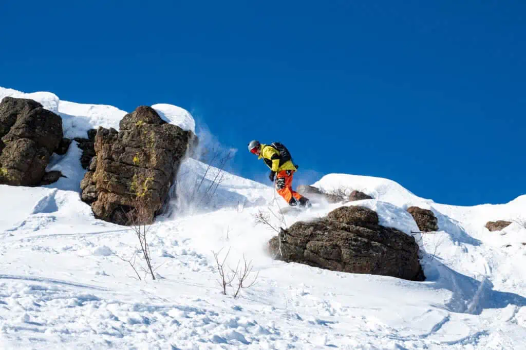 Riding Magic Mountain Resort's chutes and cliff bands in Idaho