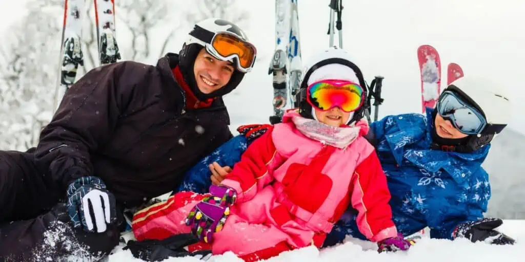 family skiing