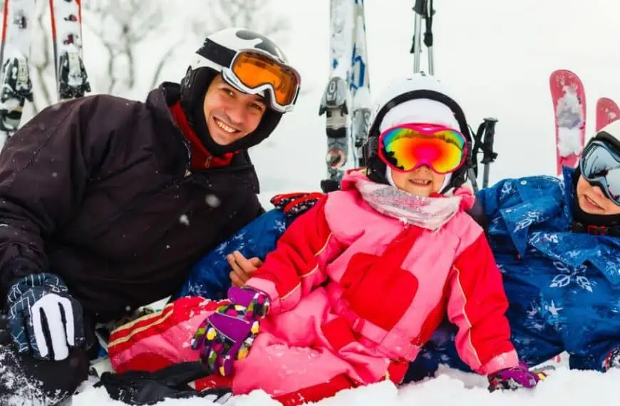 family skiing