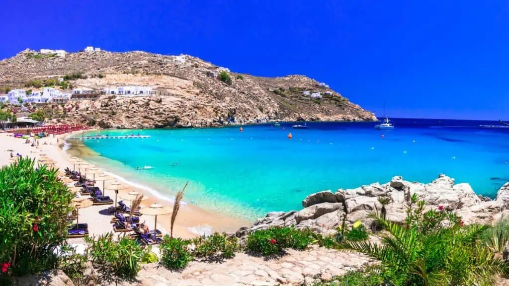 Super Paradise Beach in Mykonos, Greece