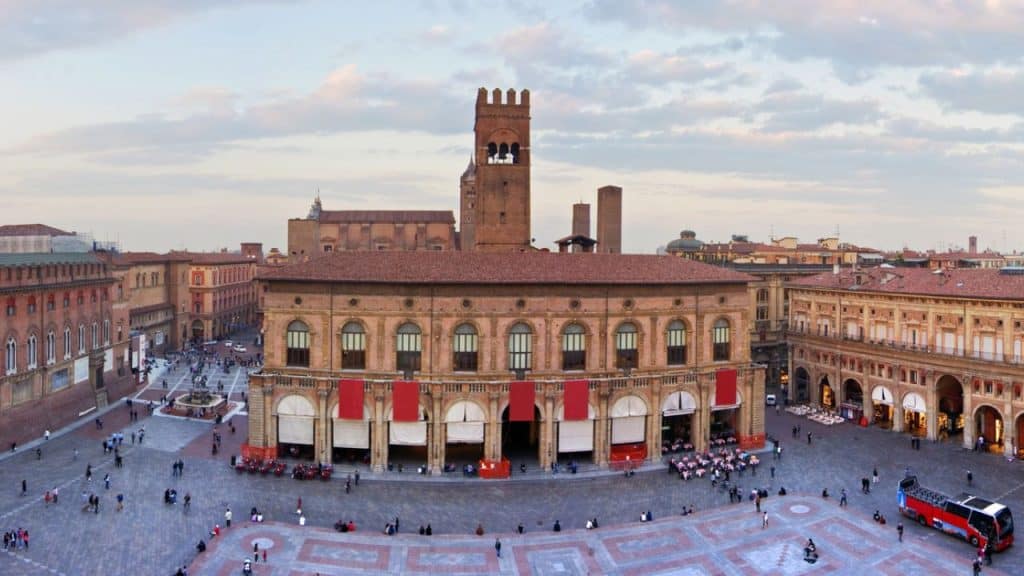 Piazza Maggiore in Bologna, Italy