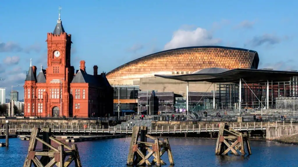 Pierhead and Millenium Centre buildings Cardiff Bay in Wales