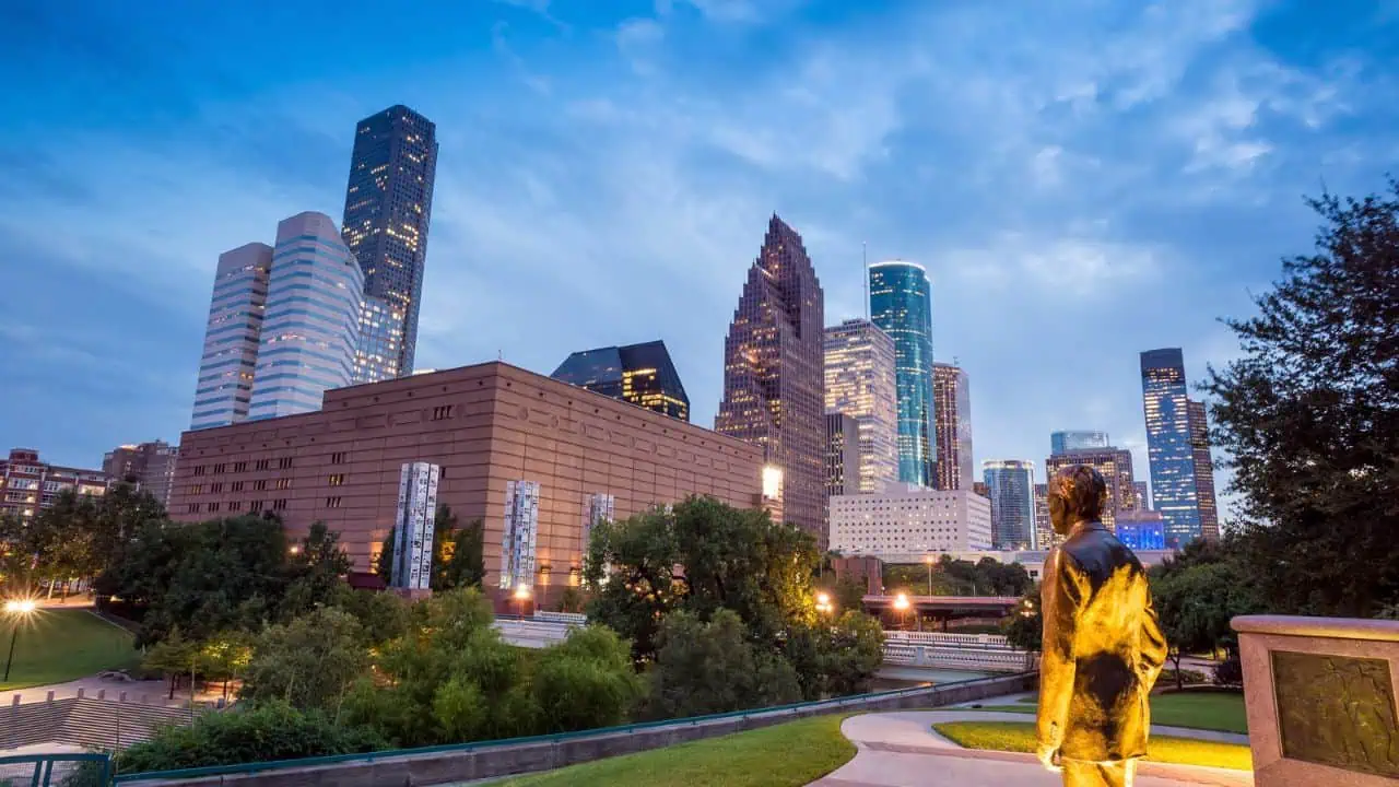 View of downtown houston texas skyscrapers