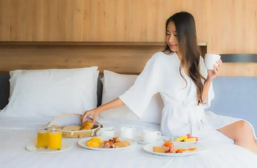 hotel breakfast in bed