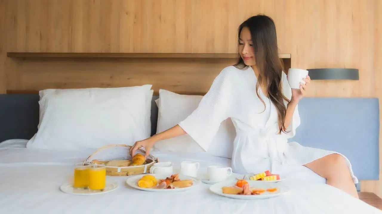 hotel breakfast in bed