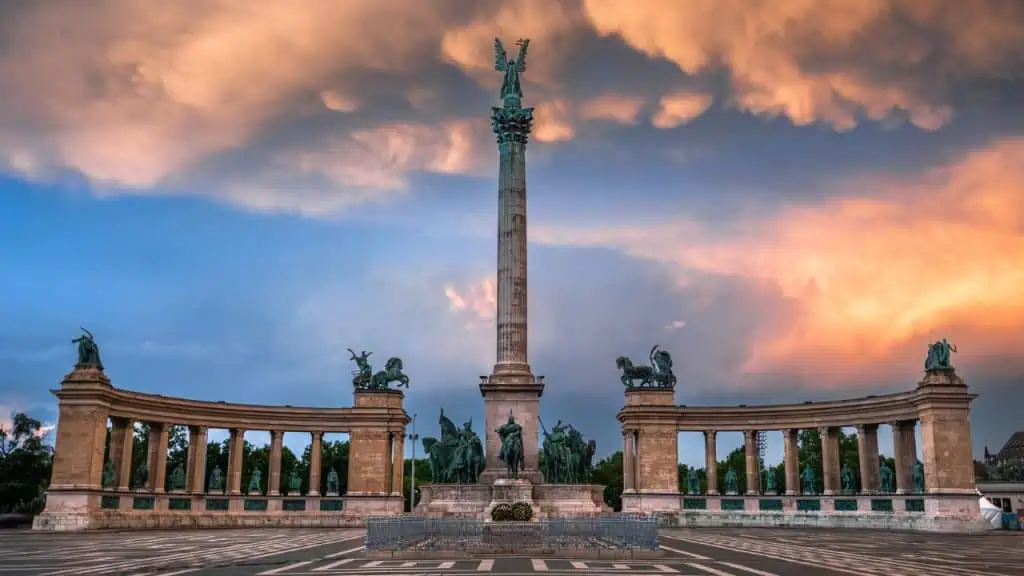 Heroes' Square Millennium Monument in Budapest, Hungary