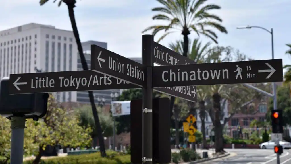 Little Tokyo and Chinatown Sign in Los Angeles, CA