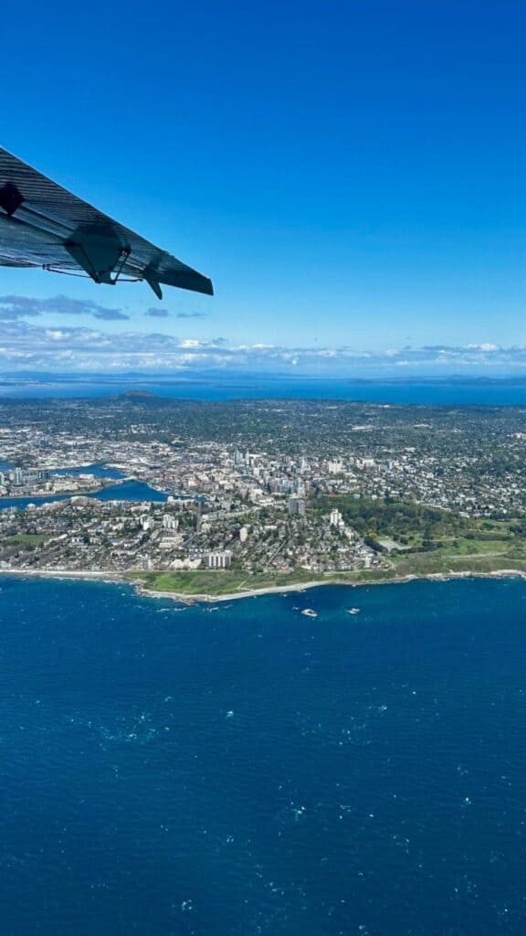View from seaplane flying into Victoria, BC