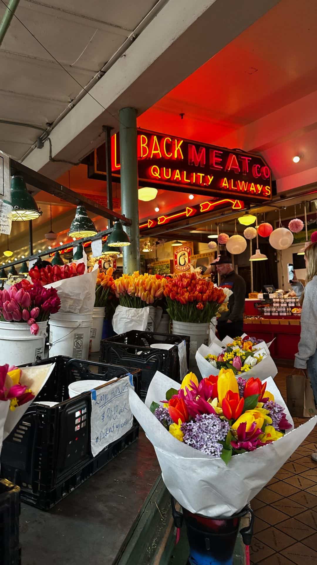 Flowers in Pike Place Market in Seattle, WA