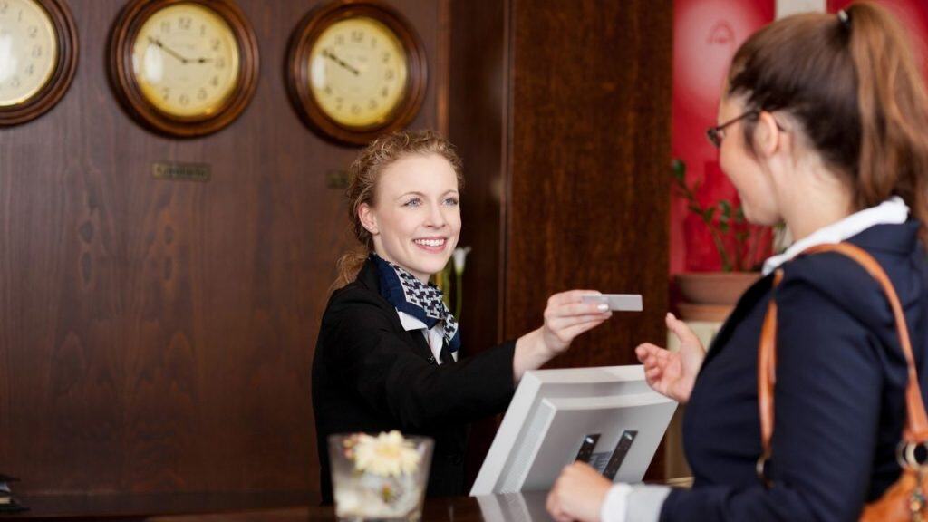 checking into hotel